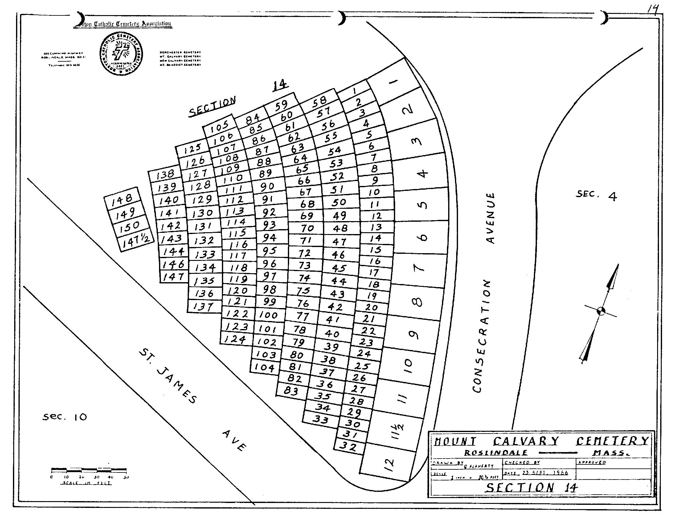 Mt. Calvary Section Detail Maps  Boston Catholic Cemetery